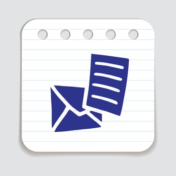 Doodle Open envelope with letter icon or logo, hand drawn with thin black line. Isolated on white background. Vector illustration