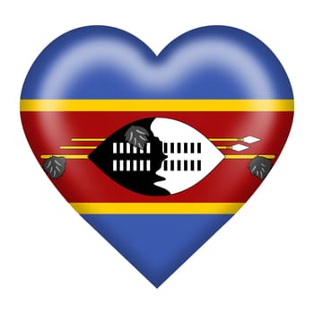 An Eswatini Swaziland flag heart button isolated on white with clipping path