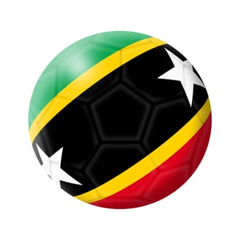A Saint Kitts and Nevis soccer ball football illustration isolated on white with clipping path red green yellow diagonal stripes white stars