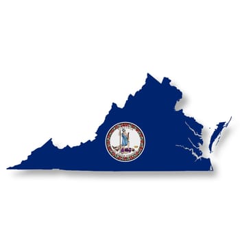 A Virginia State flag map Illustration with clipping path