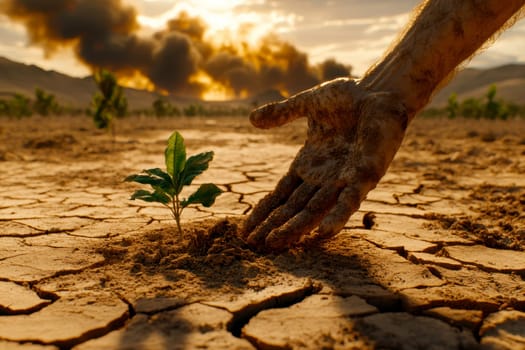 Human Rights Damage Lost in Climate Crisis. AI generative.