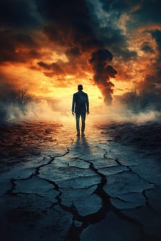 Human Rights Damage Lost in Climate Crisis. AI generative.