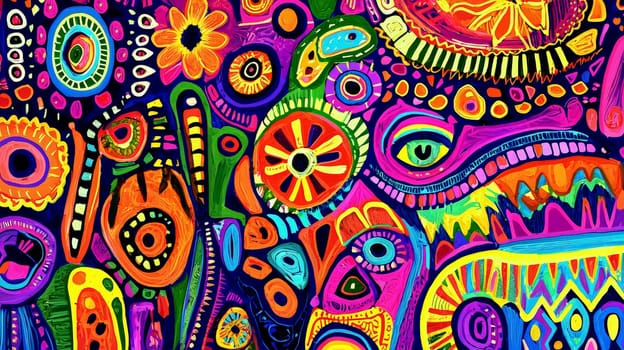 A stunning piece of Aboriginal art characterized by its vibrant colors and intricate patterns. The artwork showcases a high level of detail and contrast, reflecting the rich cultural heritage and storytelling traditions of Indigenous Australian artists. This colorful representation captures the essence of nature, spirituality, and community, inviting viewers to explore its depths.