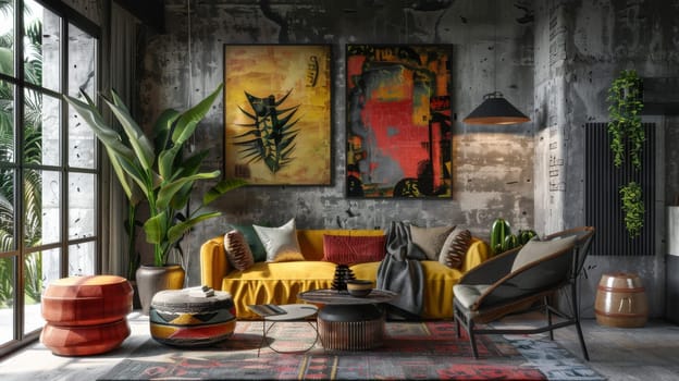 Artistic poster featuring creative interior decor ideas for artistic and imaginative living