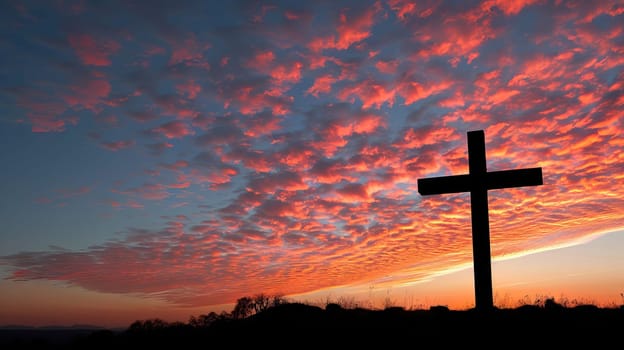 Ample room for text beside an image of a cross-shaped silhouette against the sky
