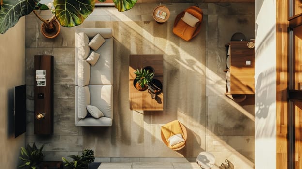 Bird's-eye view showcasing the thoughtfully curated elements of interior design