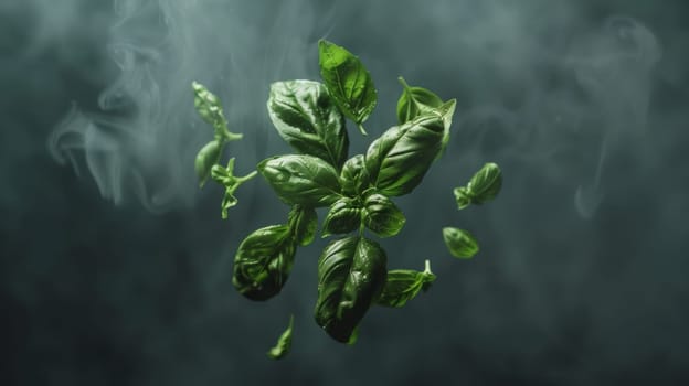 Clean and basic shot of a spinning piece of basil