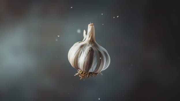 Clean and basic shot of a spinning piece of garlic