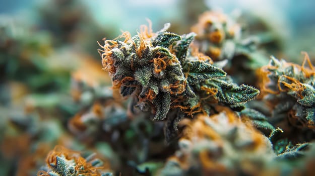 green cannabis flowers in full bloom. AI generative.
