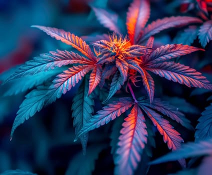 green cannabis flowers in full bloom. AI generative.