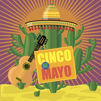 Vector Mexican festival Cinco de mayo. Banner for party. Traditional holiday.