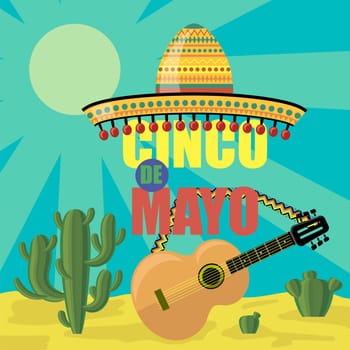 Vector Mexican festival Cinco de mayo. Banner for party. Traditional holiday.
