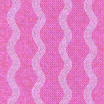 Vector Stylish Knit. Pink Knitted Texture. Woolen Pullover Canvas Print. Winter Fabric Pattern.