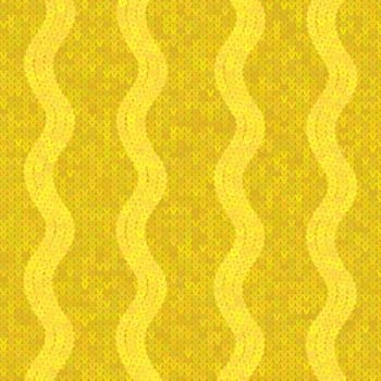 Vector Stylish Knit. Yellow Knitted Texture. Woolen Pullover Canvas Print. Winter Fabric Pattern.