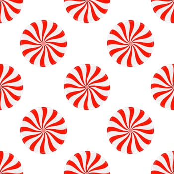 Vector Christmas candy seamless pattern. Lollipop sugar caramel. Cartoon dessert background.