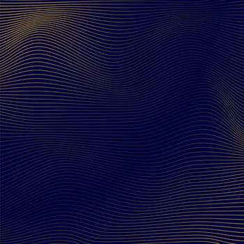 Vector abstract glowing wave lines on dark blue background. Striped lines texture. Dynamic wave pattern. Modern flowing wavy lines. Futuristic technology concept.