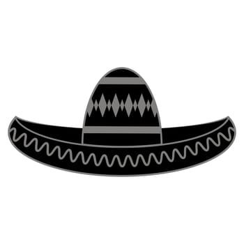 Vector Mexican sombrero with maracas. Cinco de mayo symbol isolated on white background.