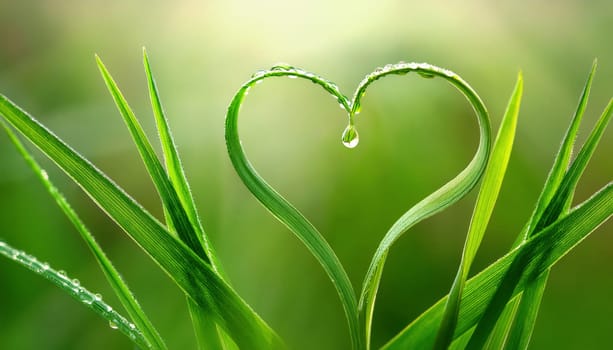 Frame made of two blades of grass with space for text. Symbol for love, nature conservation, the environment and much more.