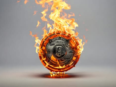 Dollars on fire business concept