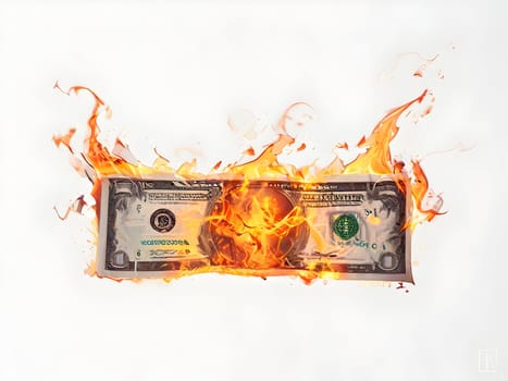 Dollars on fire business concept
