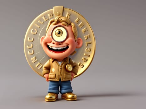 Funny cute coin money character