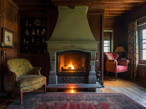 Fireplace in cozy old house