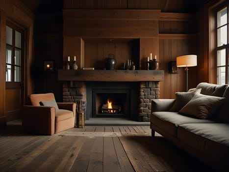 Fireplace in cozy old house