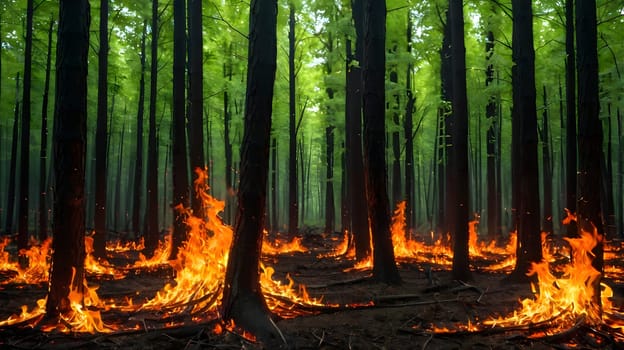 Fire flames in the forest