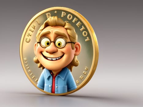 Funny cute coin money character