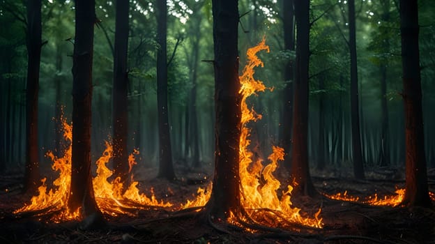 Fire flames in the forest