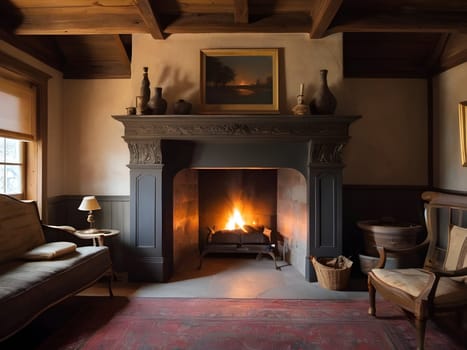 Fireplace in cozy old house
