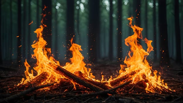 Fire flames in the forest
