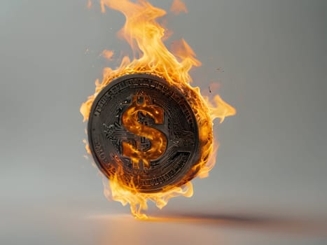 Dollars on fire business concept