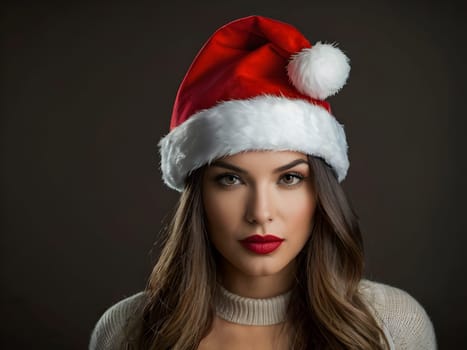 Cute woman in the Santa hat