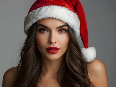 Cute woman in the Santa hat