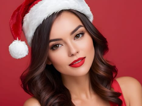 Cute woman in the Santa hat
