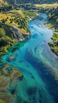 Crystal-clear rivers winding through the landscape
