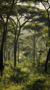 Dense acacia forests bustling with activity