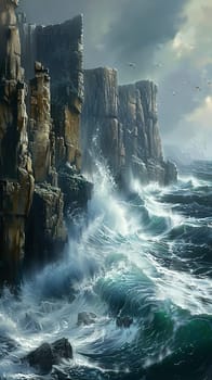 Dramatic sea cliffs pounded by relentless ocean waves