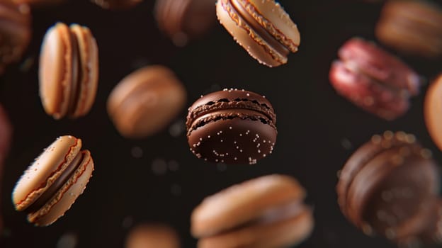 Darkened outline of macarons spinning
