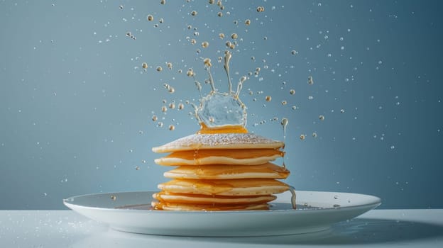 Dynamic poster showcasing a spinning plate of pancakes