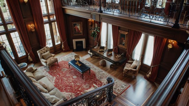 Elevated view showcasing the intricate details of interior decor