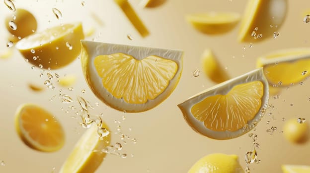 Elegant poster showcasing floating lemon slices with sophisticated typography