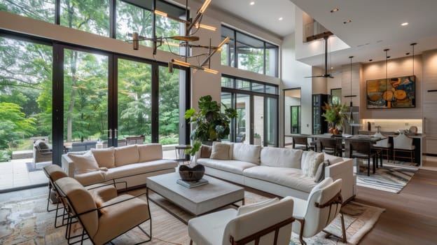 Elevated angle highlighting the cohesion and balance of interior decor