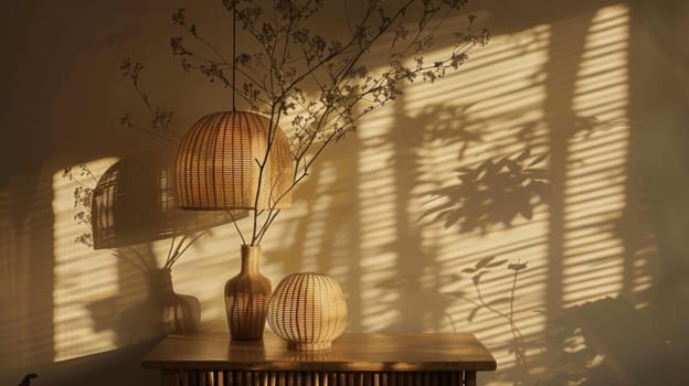 Evocative shadow play highlighting the beauty and simplicity of interior decor