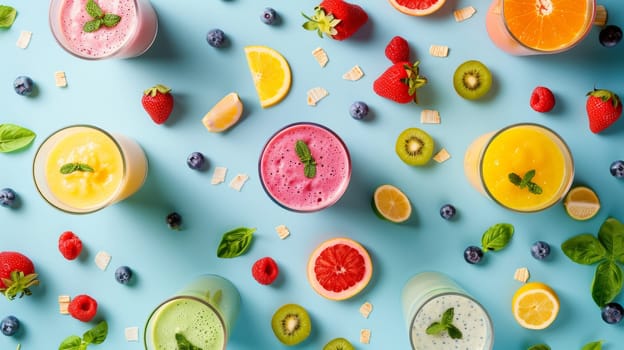 Harmonious arrangement of spinning smoothie ingredients in a harmonious pattern
