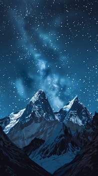 Jagged peaks silhouetted against a starry sky
