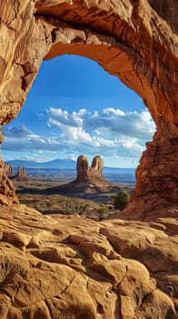 Majestic sandstone arches framing distant vistas