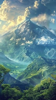 Majestic volcanoes looming on the horizon