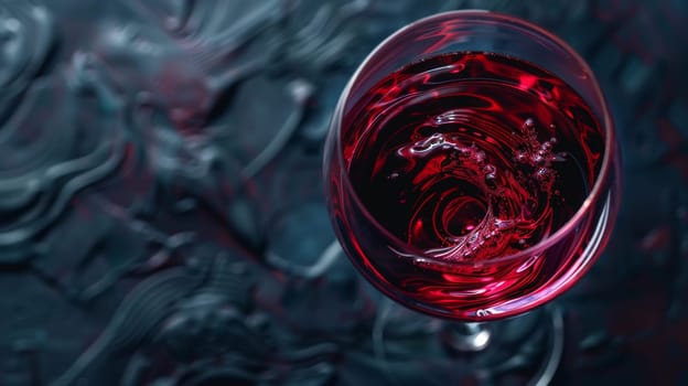 Glass of wine swirling with plenty of space for copy